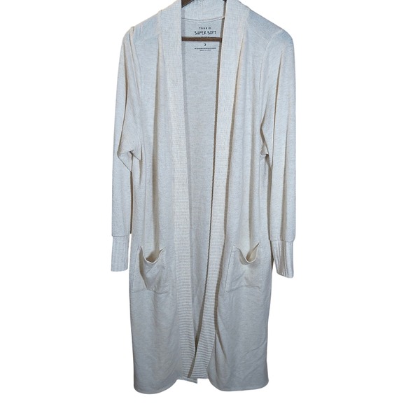 Torrid Super Soft Plush Cardigan 2X Beige Cream Open Front Longline Sweater - Picture 1 of 7